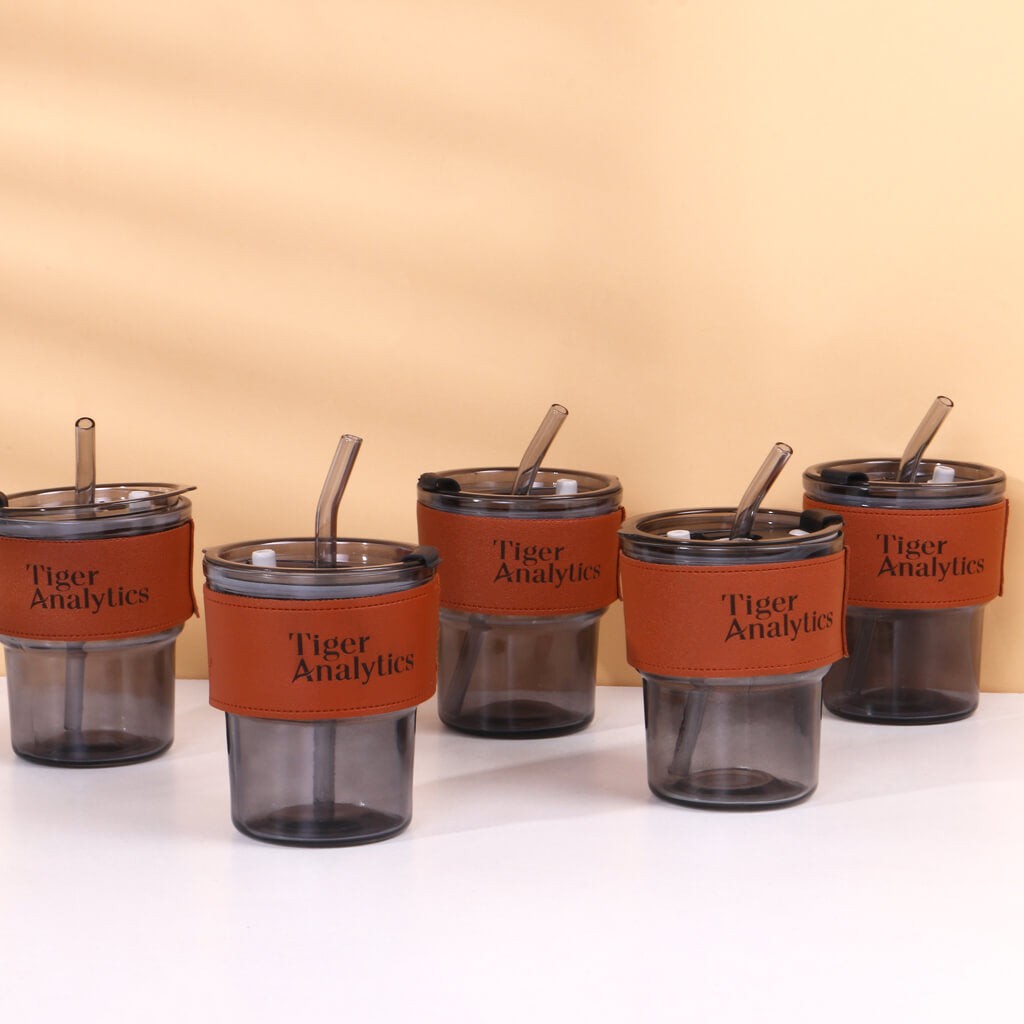 Tiger Analytics - Customized Glass Sipper Tumbler with Lid Tiger Analytics - Customized Glass Sipper Tumbler with Lid