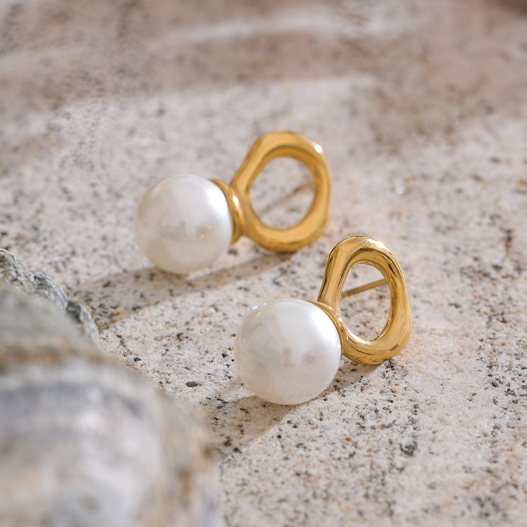 Pearl Dome Huggie Earrings Pearl Dome Huggie Earrings
