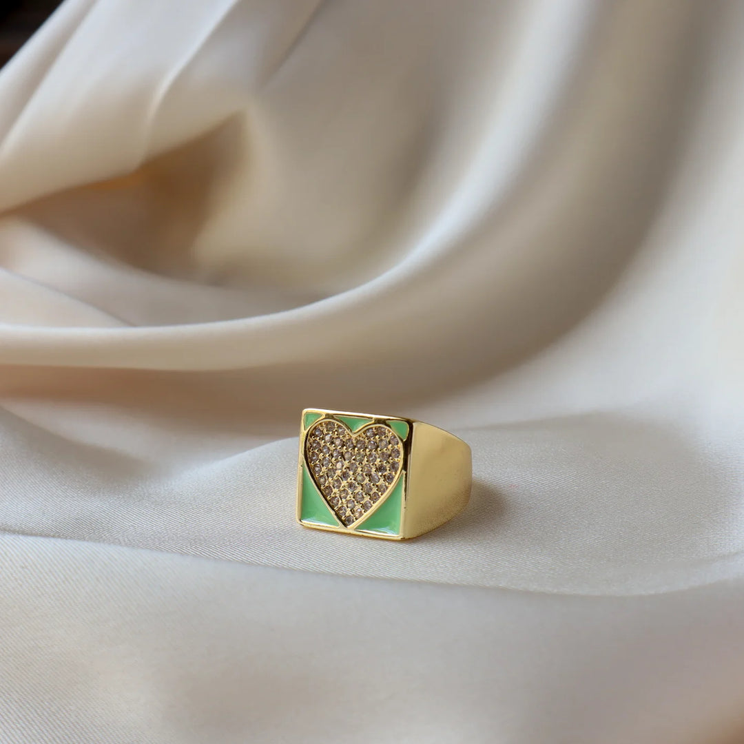 Summer Crush Heart 18K Gold Plated Adjustable Ring