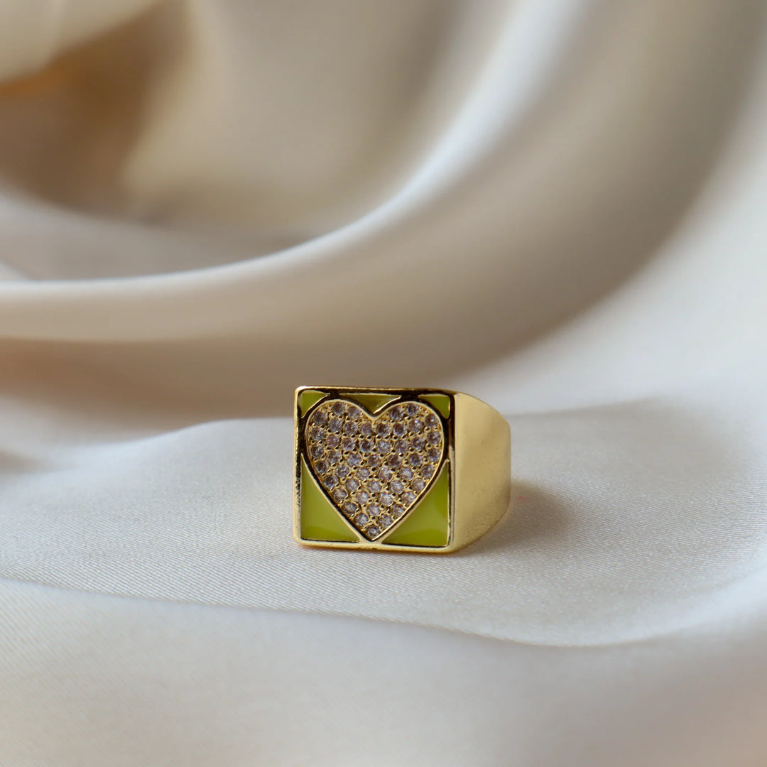 Summer Crush Heart 18K Gold Plated Adjustable Ring