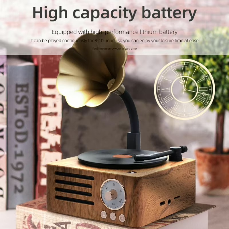 Retro Gramophone Bluetooth Speaker with Rotating Disc Retro Gramophone Bluetooth Speaker with Rotating Disc