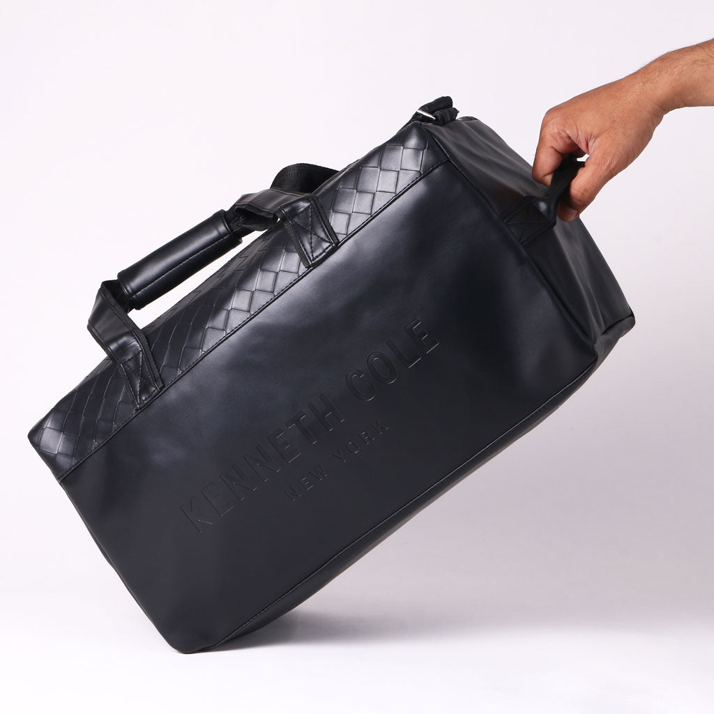 kenneth cole men's leather travel bag Kenneth Cole NoirGrid Luxe Duffel Bag
