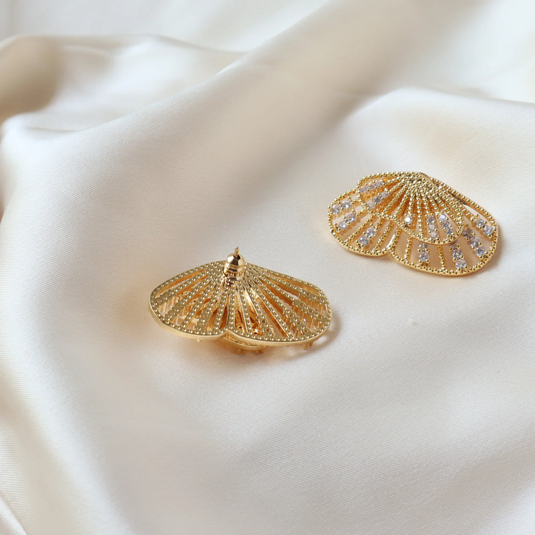 Butterfly Wings Studded 18K Gold Plated Earrings