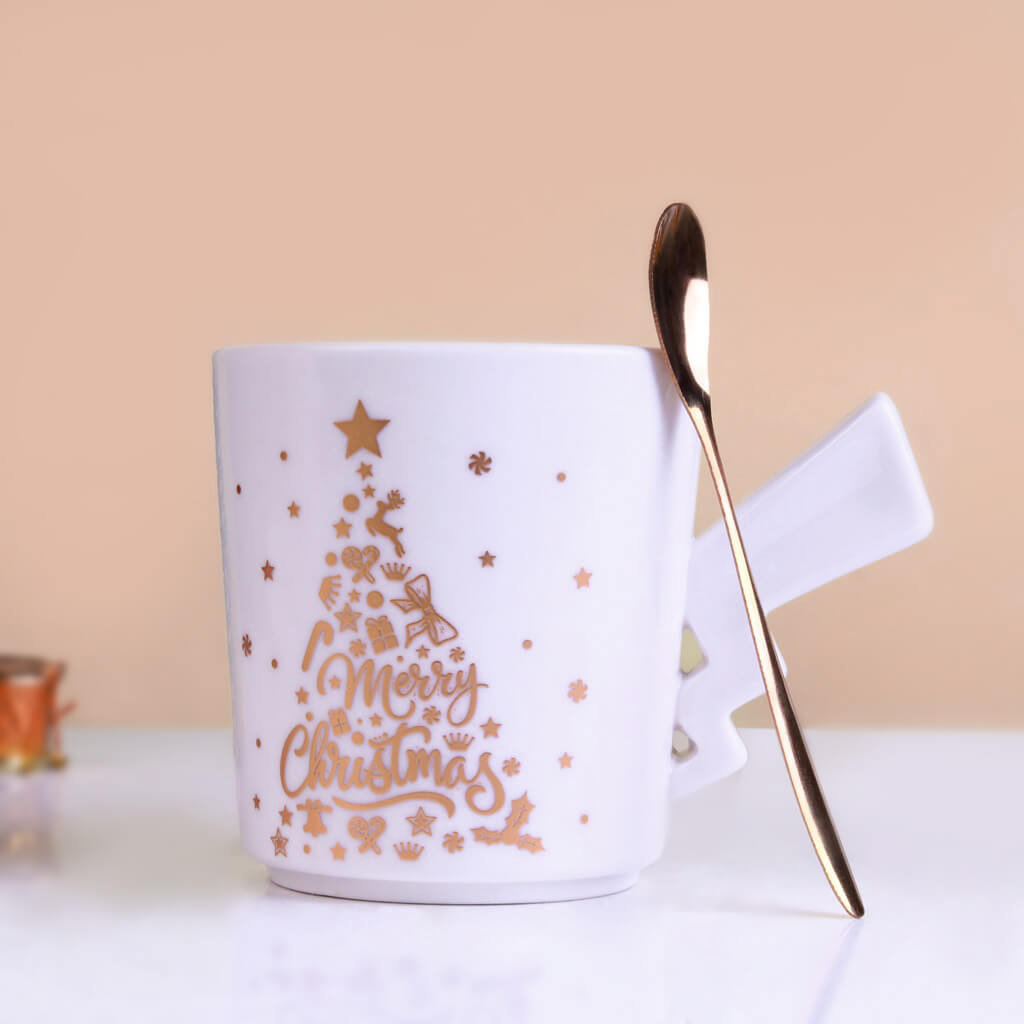 Christmas Mug with Spoon - Set of 2