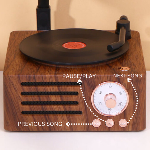 Retro Gramophone Bluetooth Speaker with Rotating Disc Retro Gramophone Bluetooth Speaker with Rotating Disc