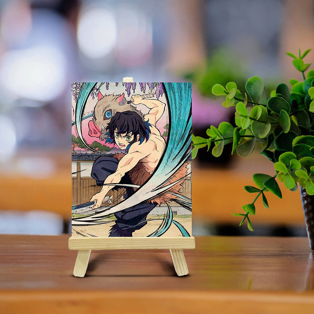 Inosuke Hashibira Wooden Print With Easel Stand