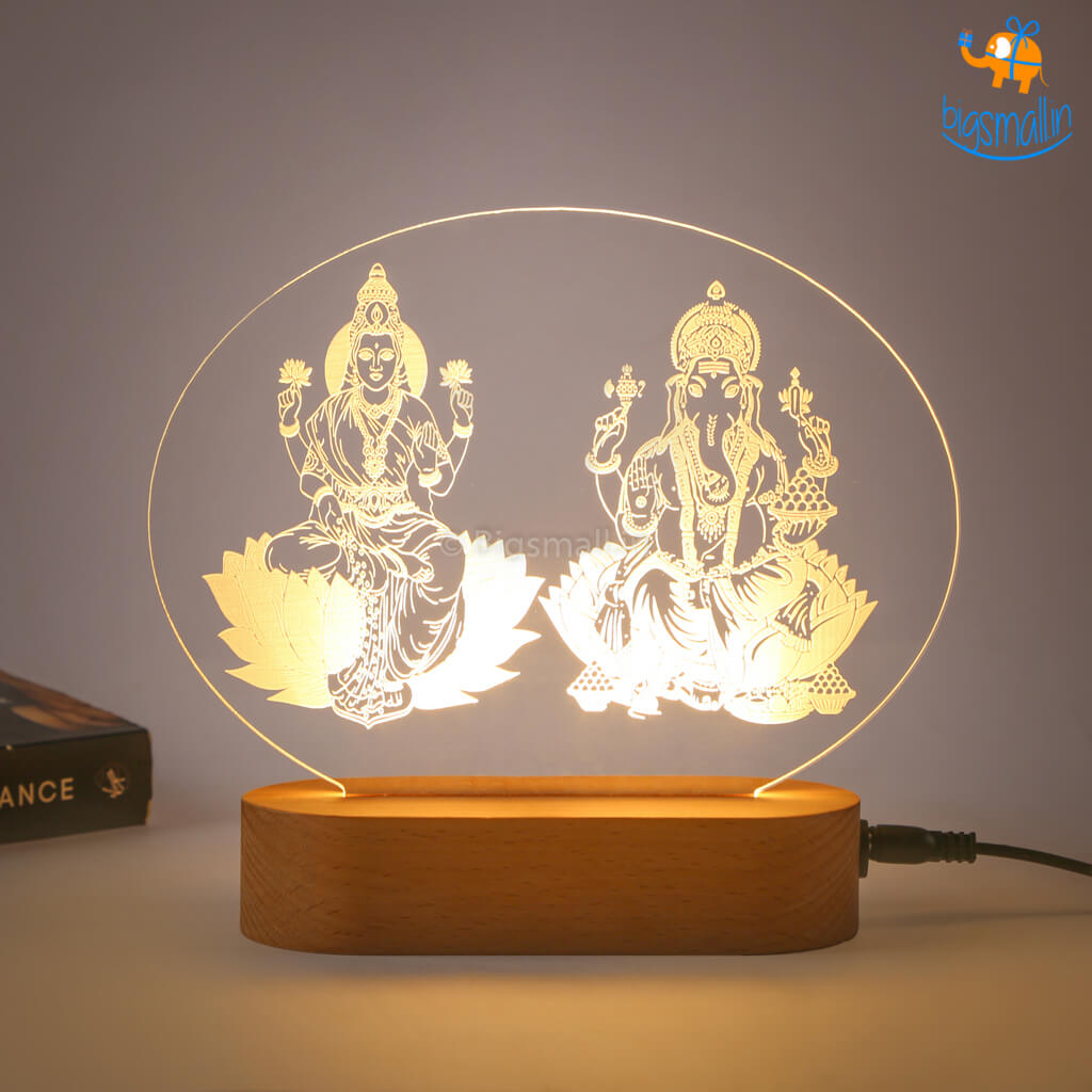 Laxmi and Ganesha Hologram Lamp
