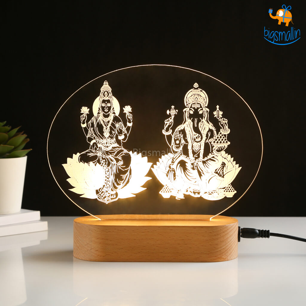 Laxmi and Ganesha Hologram Lamp