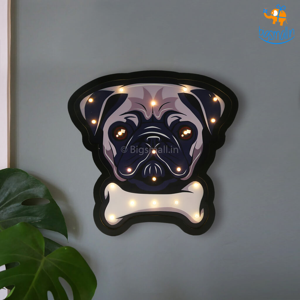 Pug Wooden LED Lamp