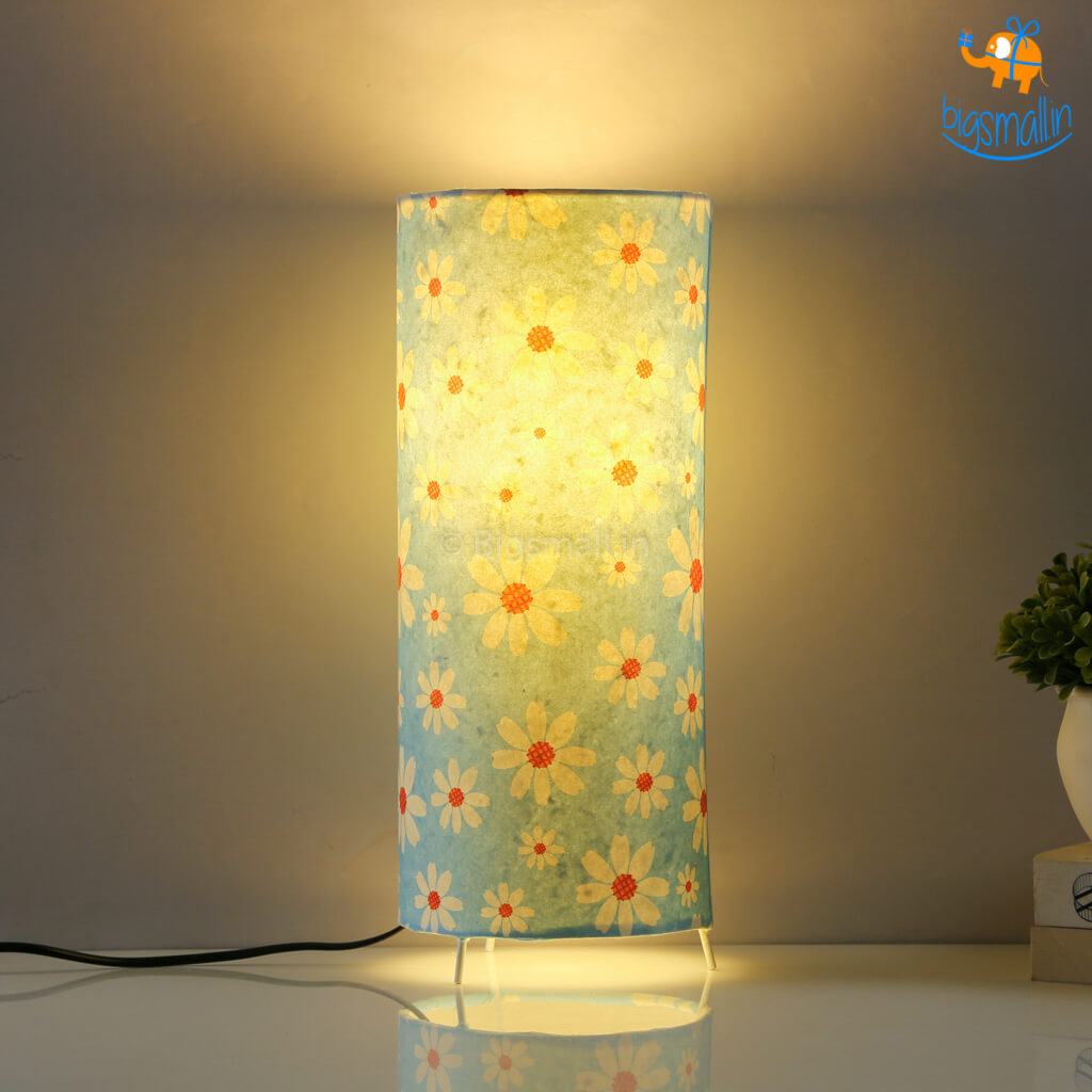 Floral Printed Cylindrical Lamp