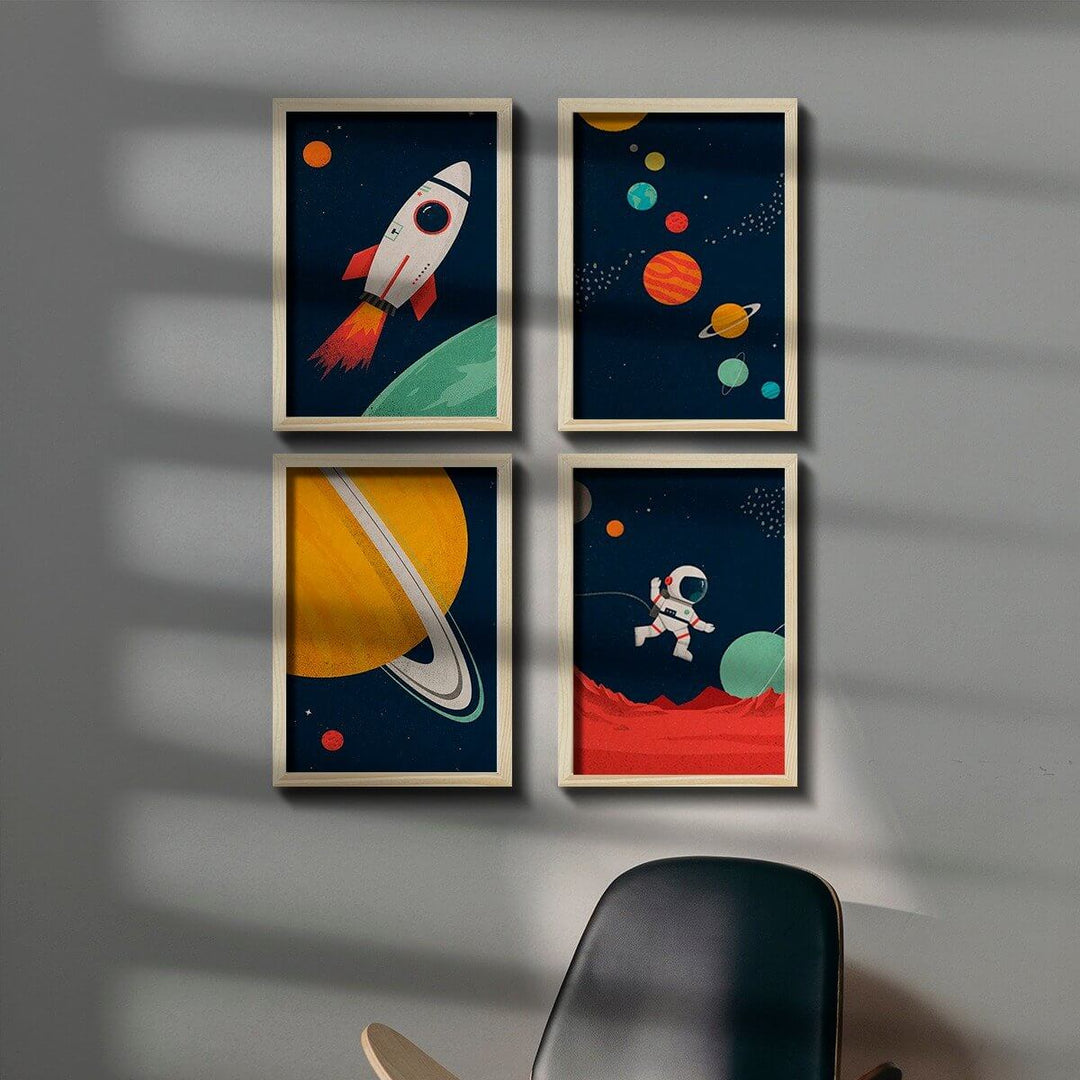 Space Wooden Wall Art - Set of 4