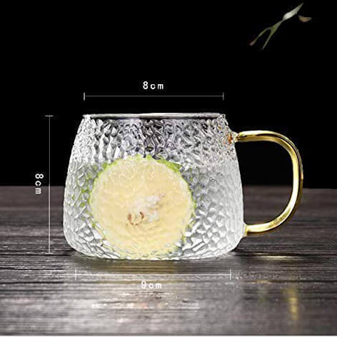 Textured Gold Handle Glass Cup - Set of 2