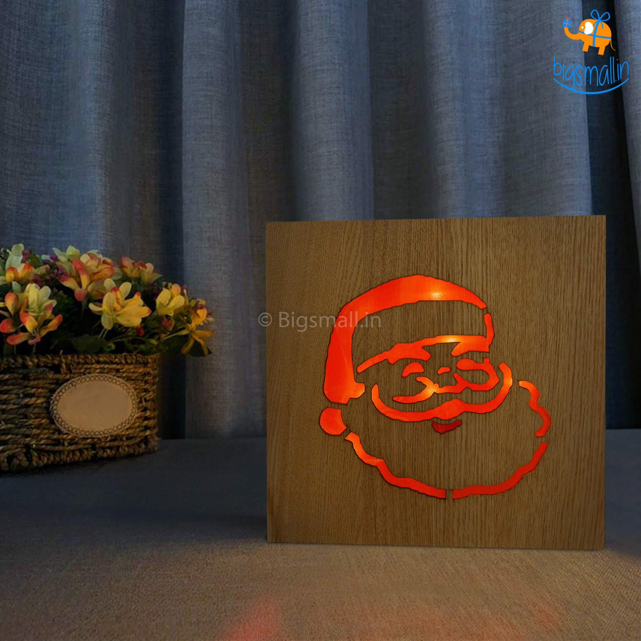 Wooden Santa Claus Lamp