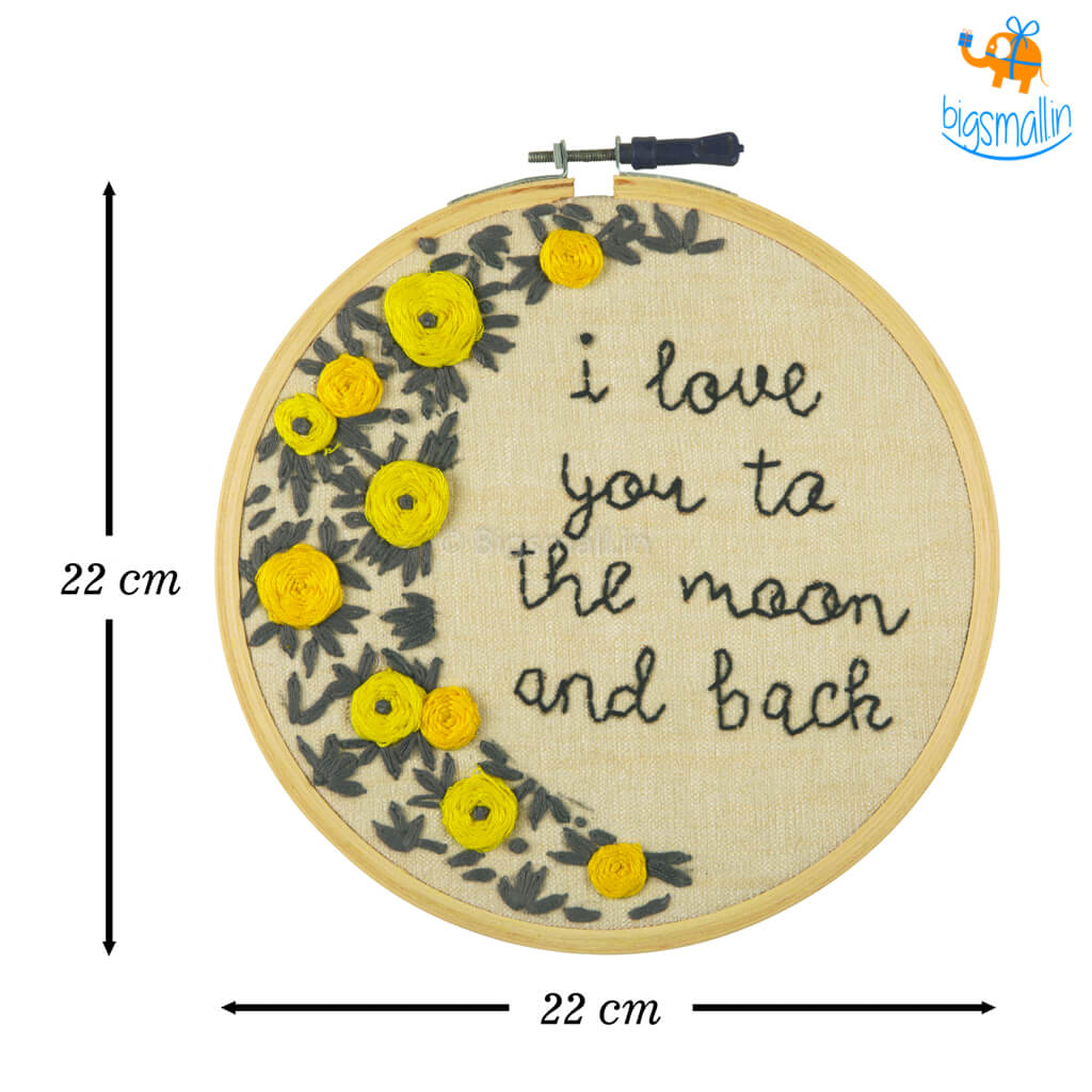 Love You To The Moon Embroidery Hoop Wall Art