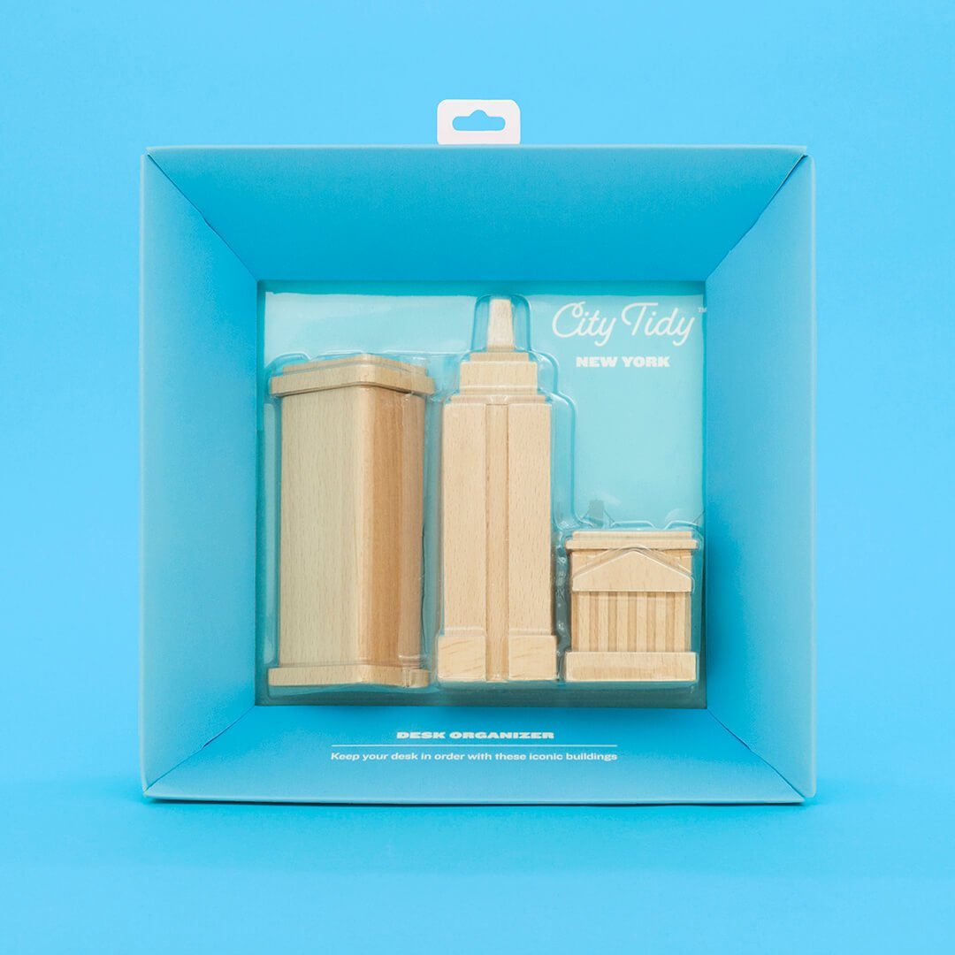 Wooden City Desk Tidy Stationery Holder - bigsmall.in