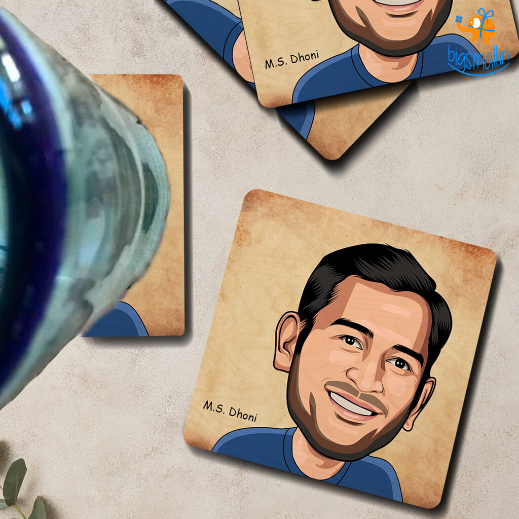 MS Dhoni Wooden Coasters