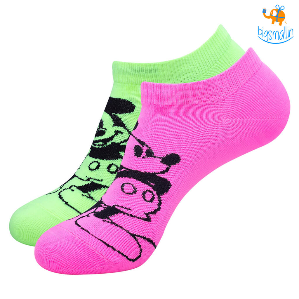 Vibrant Mickey Ankle Socks - Pack of 2