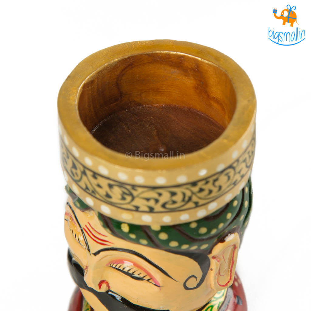 Hand-Crafted Wooden Face Tea Light Holder - Set of 2