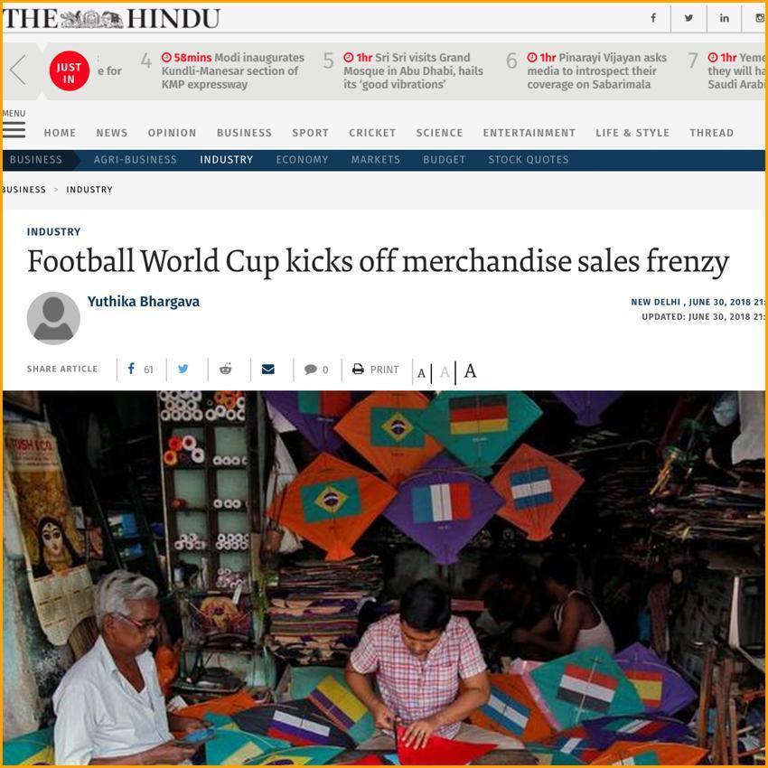 The Hindu | Football World Cup kicks off merchandise sales frenzy