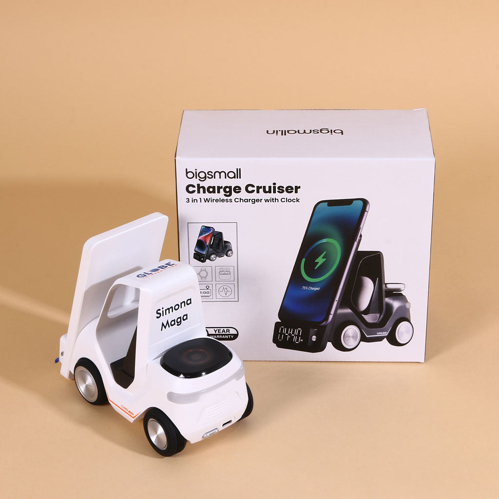 Globe Teleservices  - Customized Charge Cruiser - 3 in 1 Wireless Charger With Clock