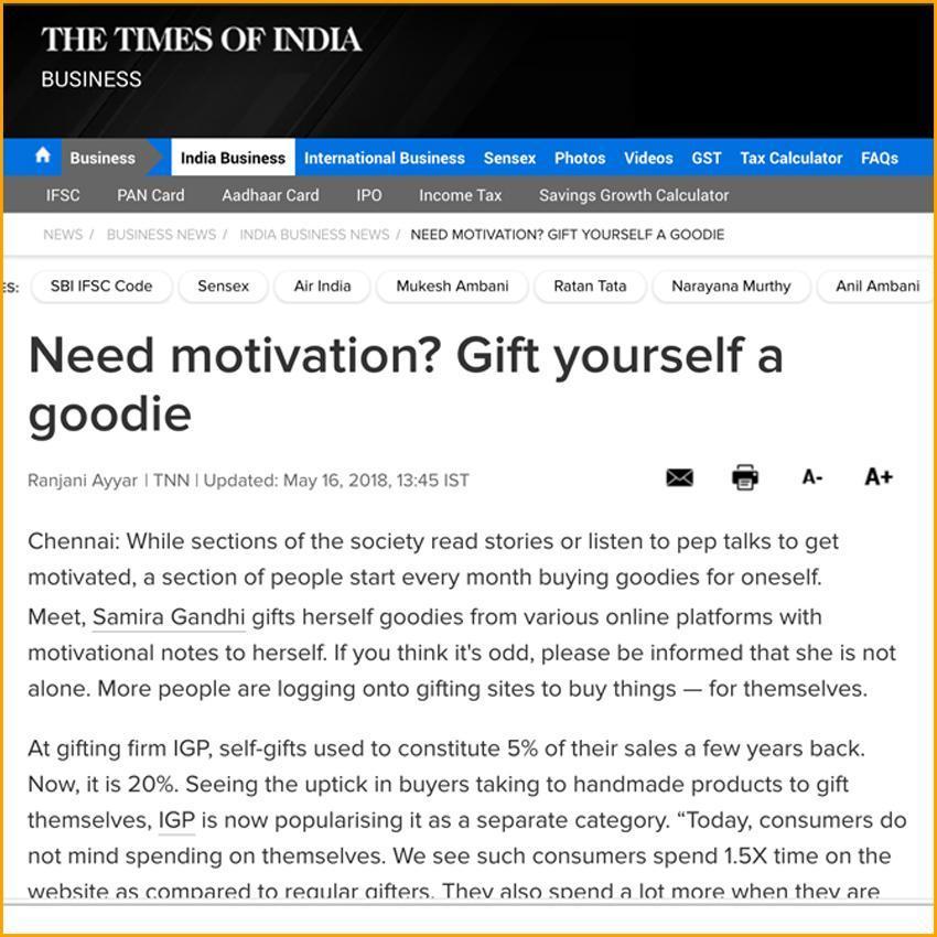 The Times of India | Need motivation? Gift yourself a goodie