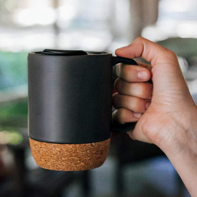 Classic Black Mug with Cork Base