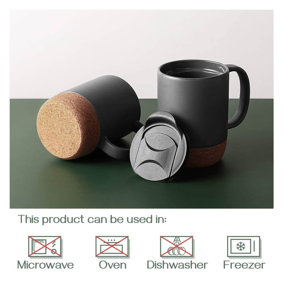 Classic Black Mug with Cork Base