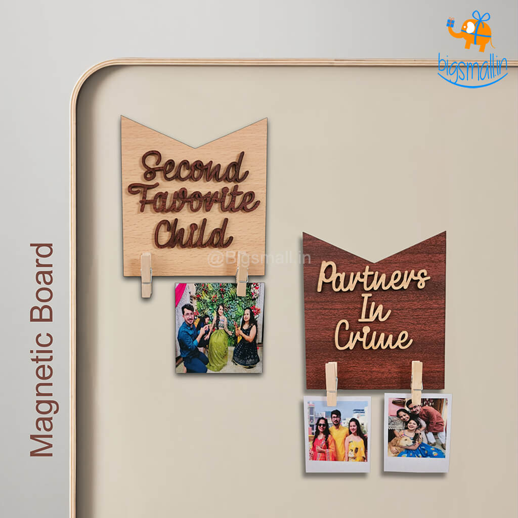 Partners In Crime Wooden Magnet With Clips