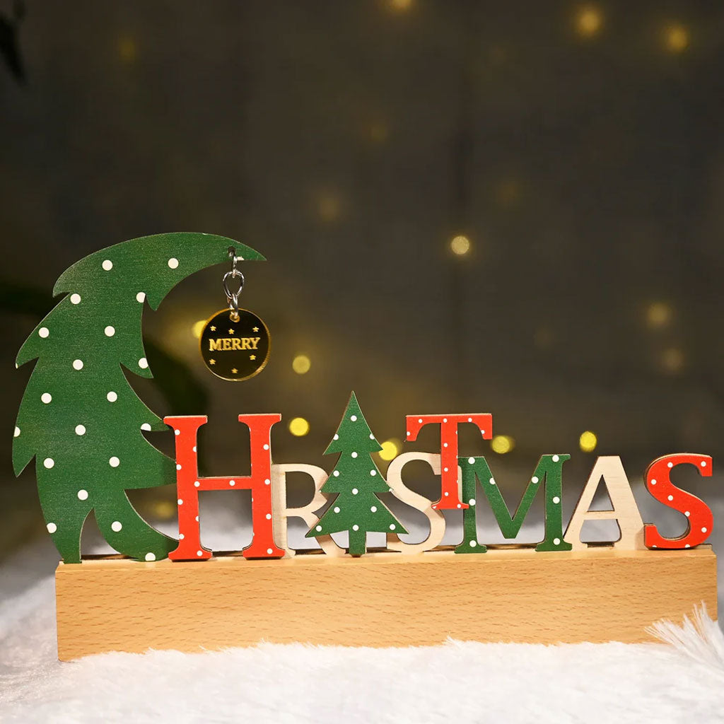 Wooden Christmas Table Décor – Festive Letter Design