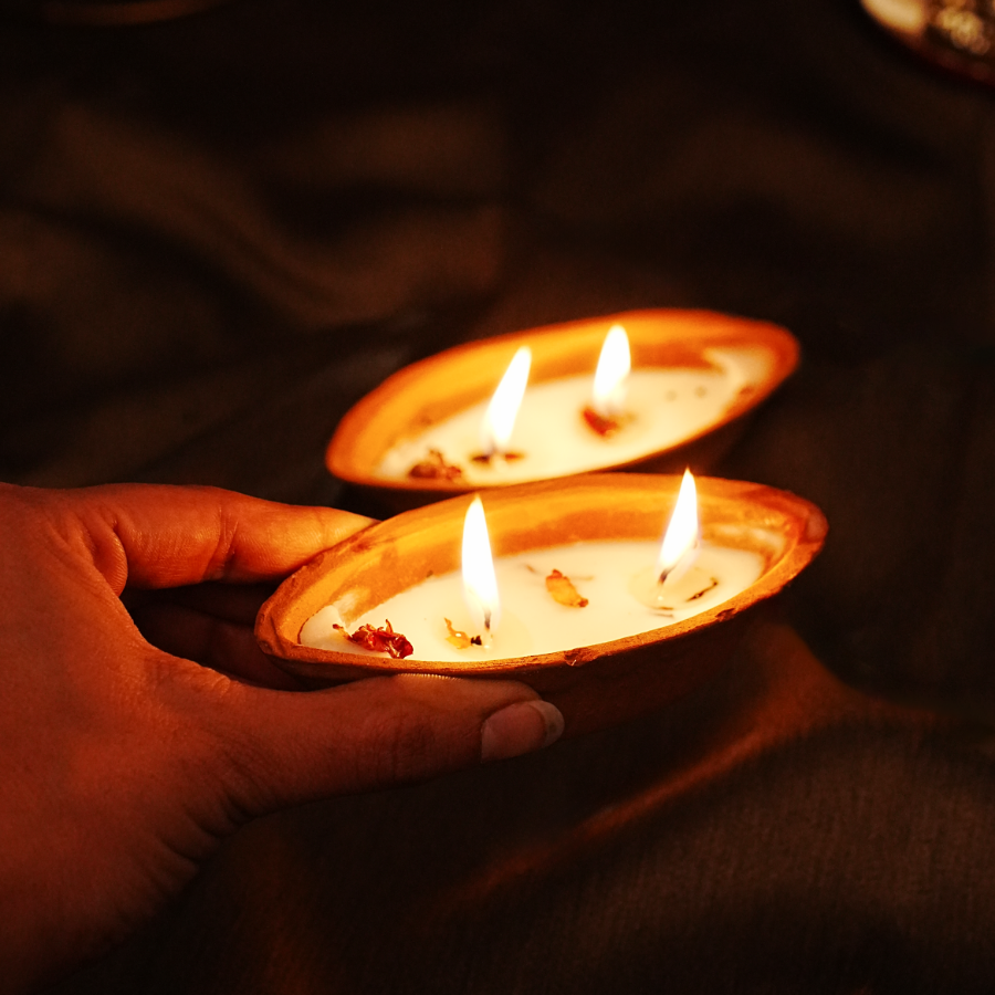 Handcrafted terracotta Boat Shaped Scented Diyas | Set of 2