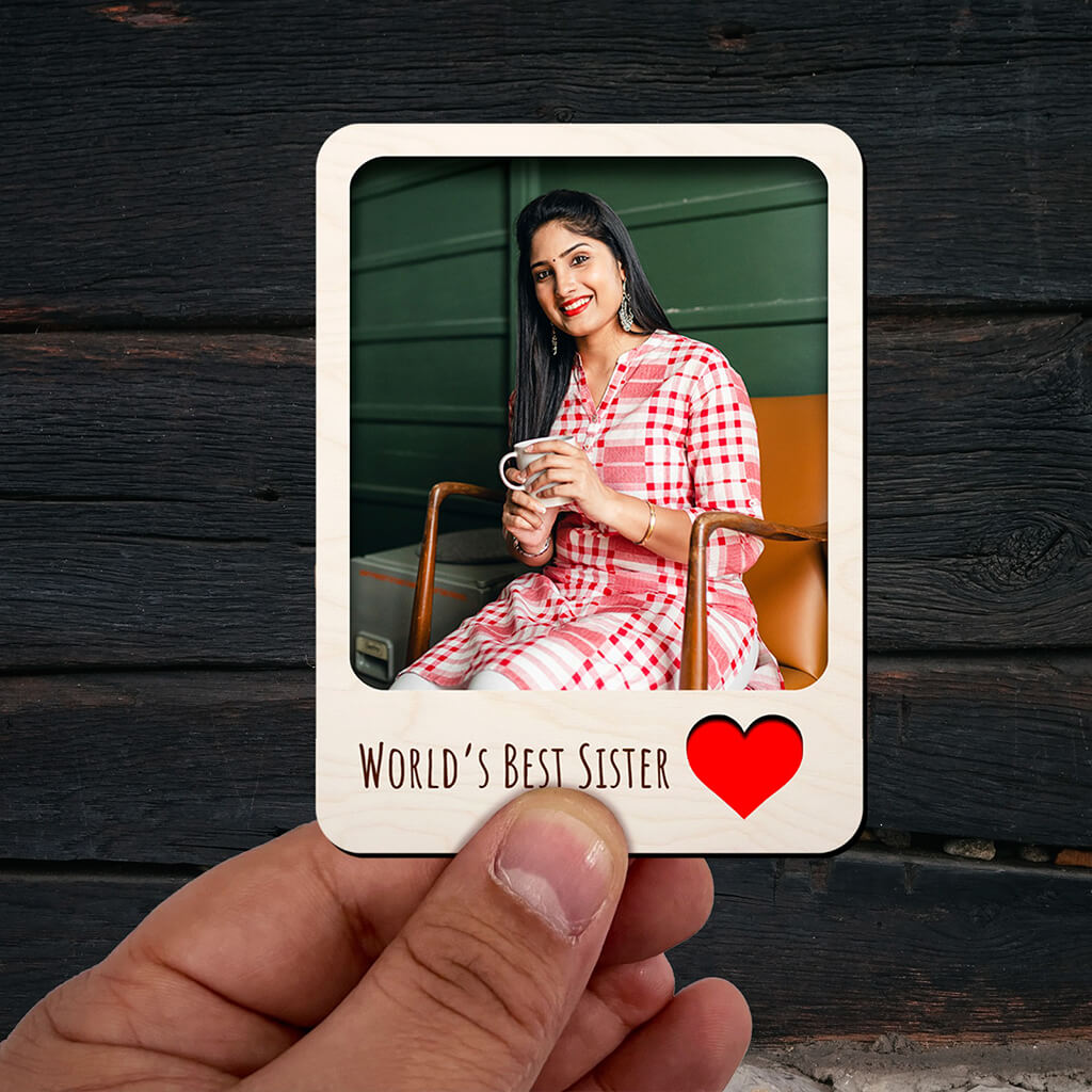 Personalized World's Best Sister Wooden Fridge Magnet