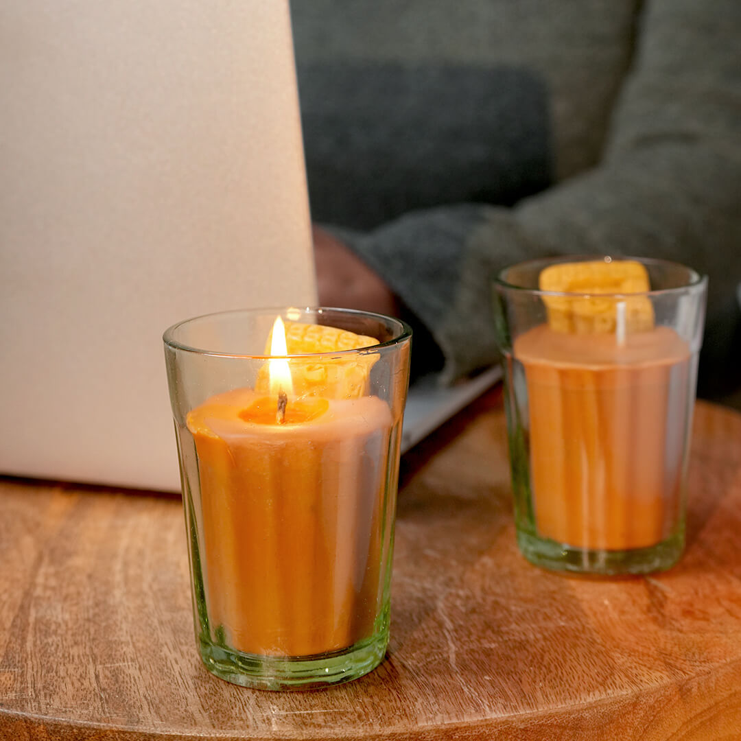 Chai Candle With Stand - Set of 4