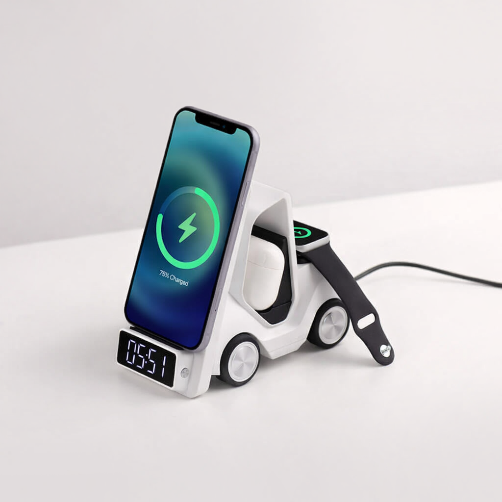 Bigsmall Charge Cruiser- 3 in 1 Wireless Charger with Clock