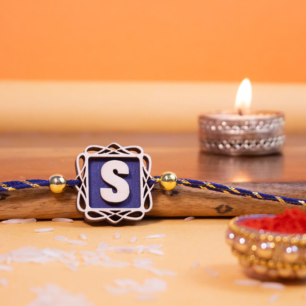 Personalized One Letter Wooden Rakhi