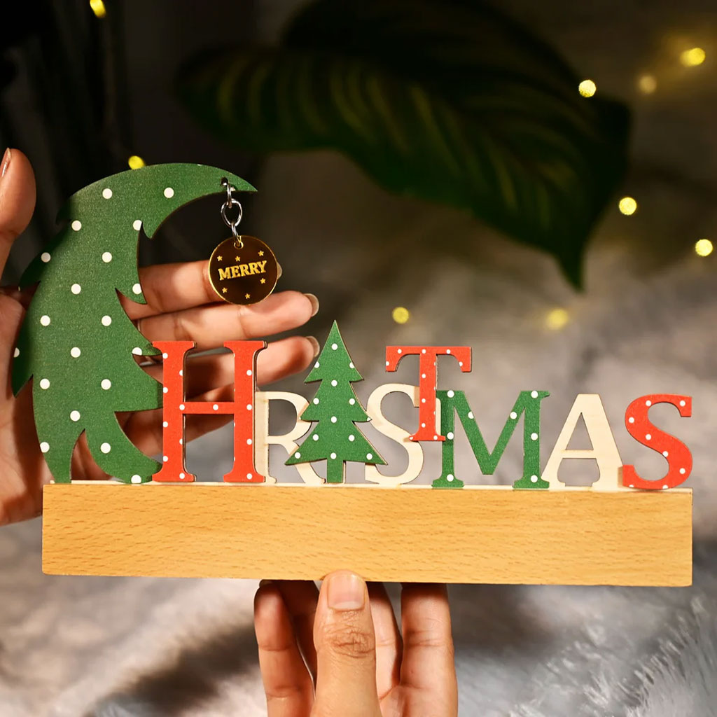 Wooden Christmas Table Décor – Festive Letter Design