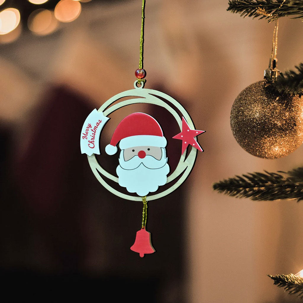 Santa Claus Wooden and Acrylic Ornament