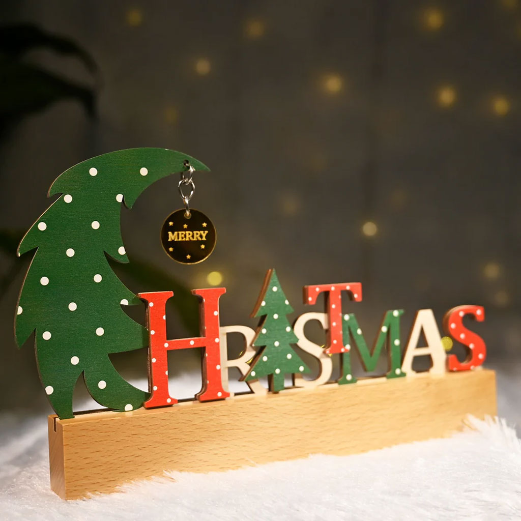 Wooden Christmas Table Décor – Festive Letter Design