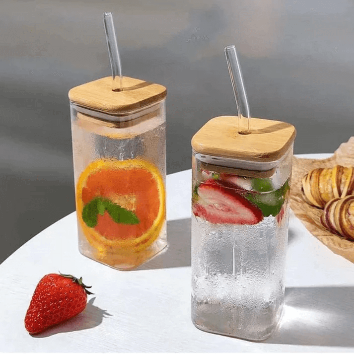 Glass Tumbler With Straw