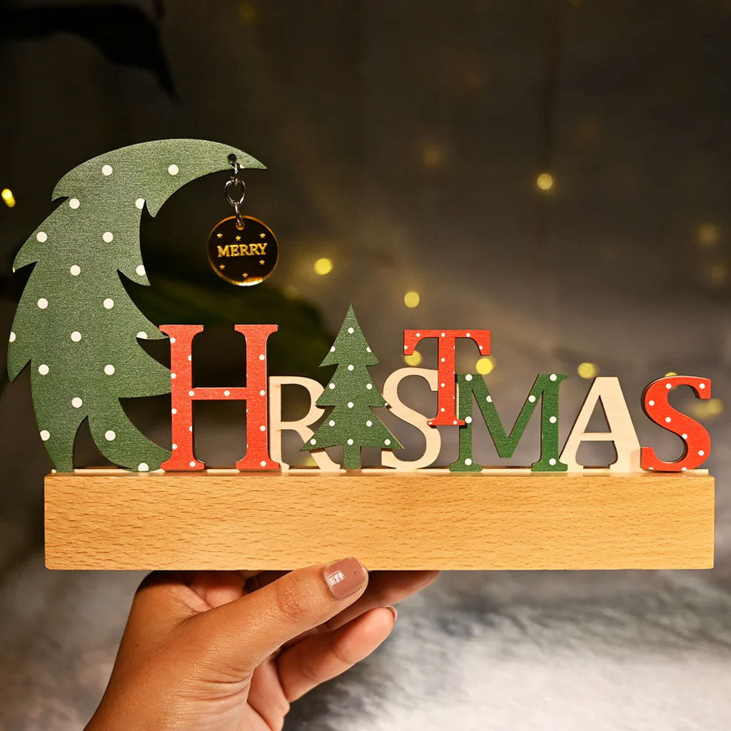 Wooden Christmas Table Décor – Festive Letter Design