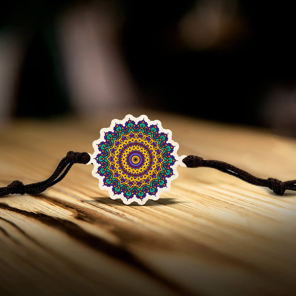 Mandala Wooden Special Rakhi for Brother