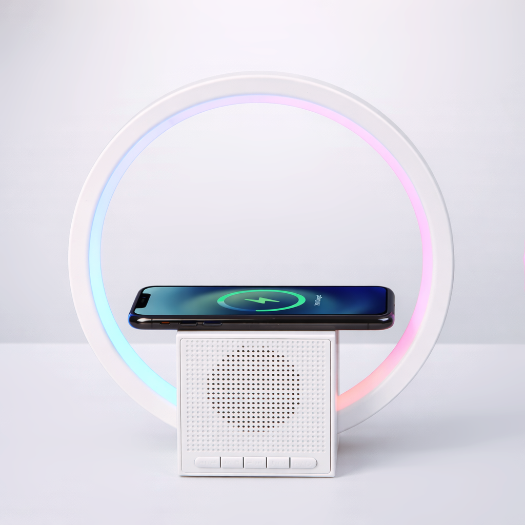 Aura LED Lamp with Wireless Charging & Speaker