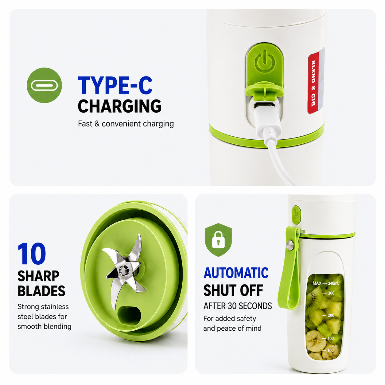 SnapBlend Portable Smoothie Blender- Green