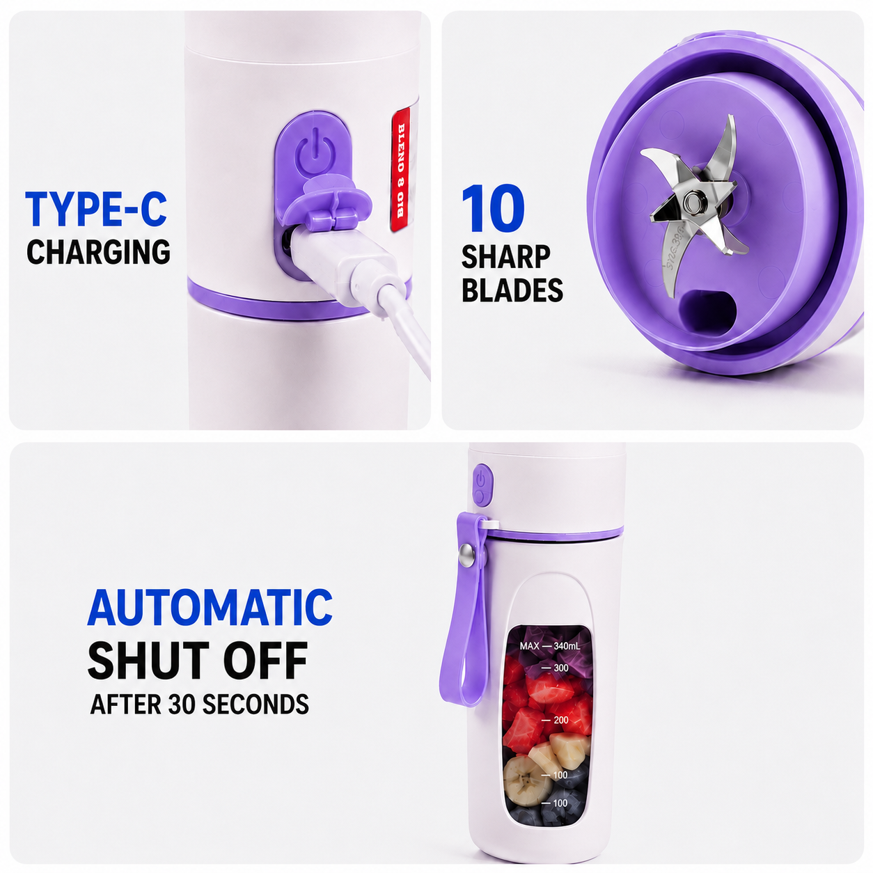 SnapBlend Portable Smoothie Blender- Purple