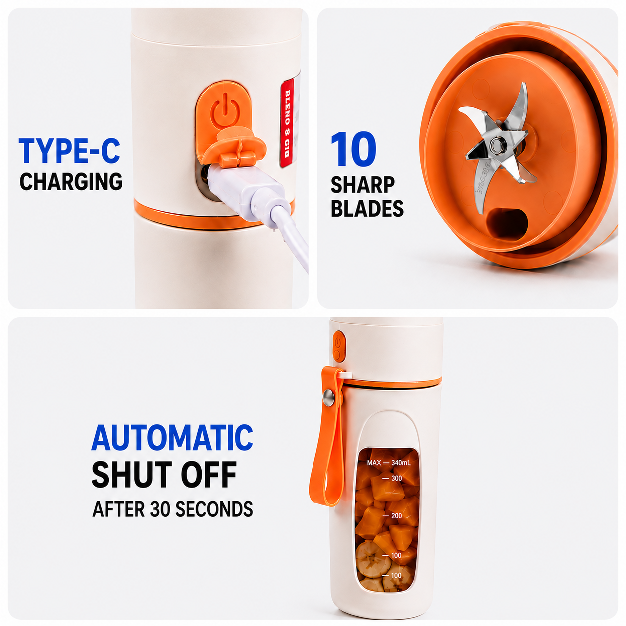 SnapBlend Portable Smoothie Blender- Orange