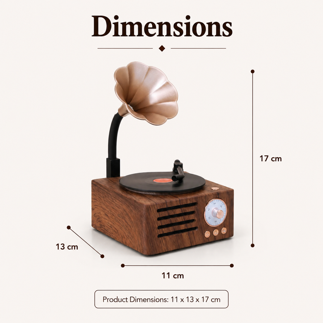Retro Gramophone Bluetooth Speaker with Rotating Disc