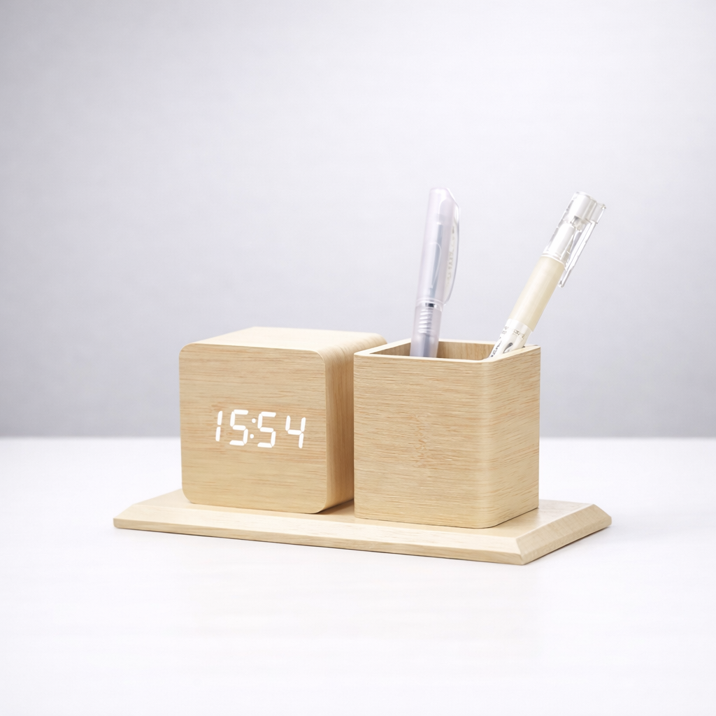 Digital Clock With Pen Stand