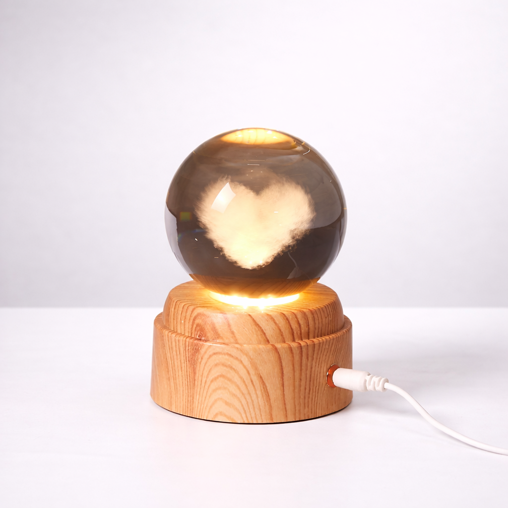 Spinning HeartGlow Crystal Lamp