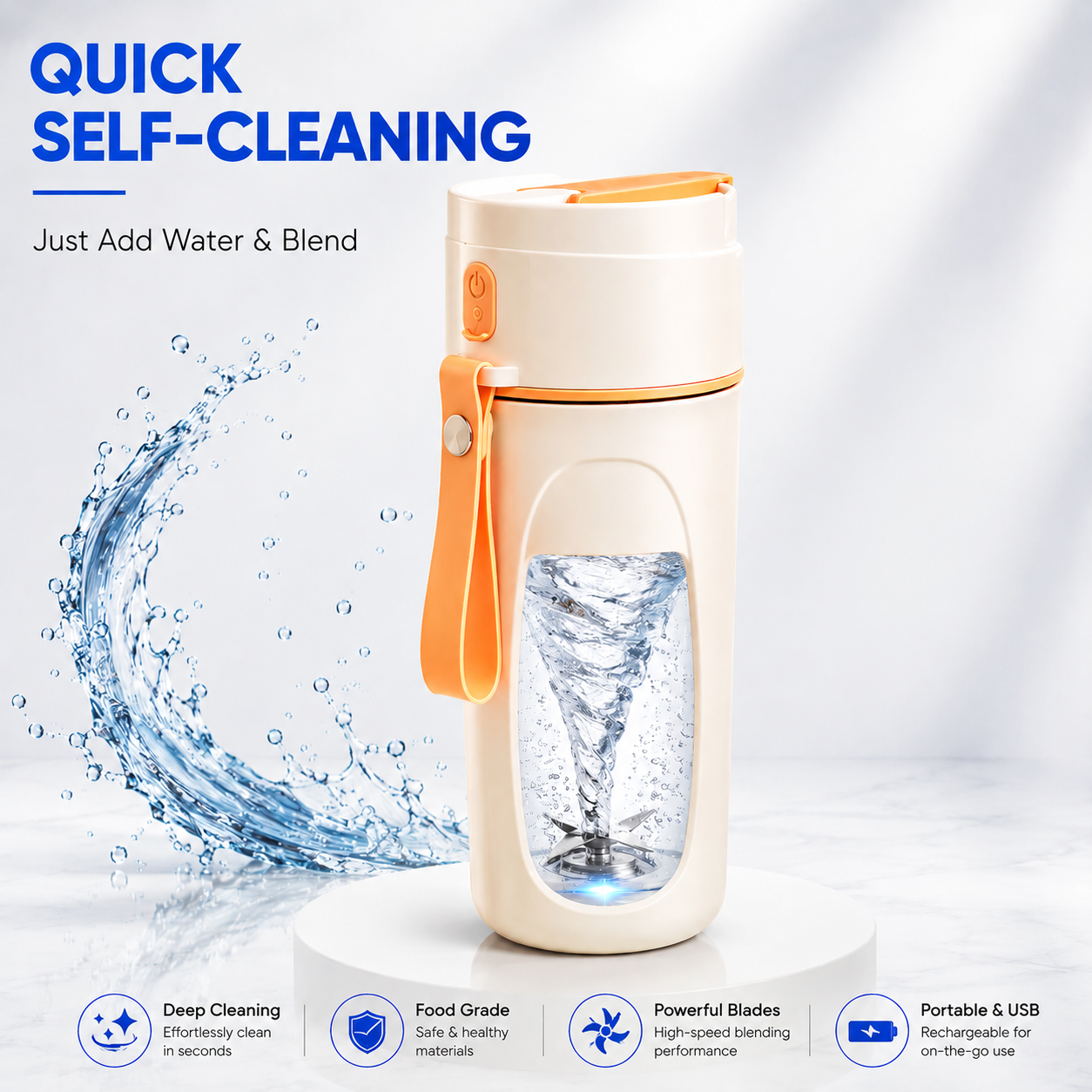 SnapBlend Portable Smoothie Blender- Orange