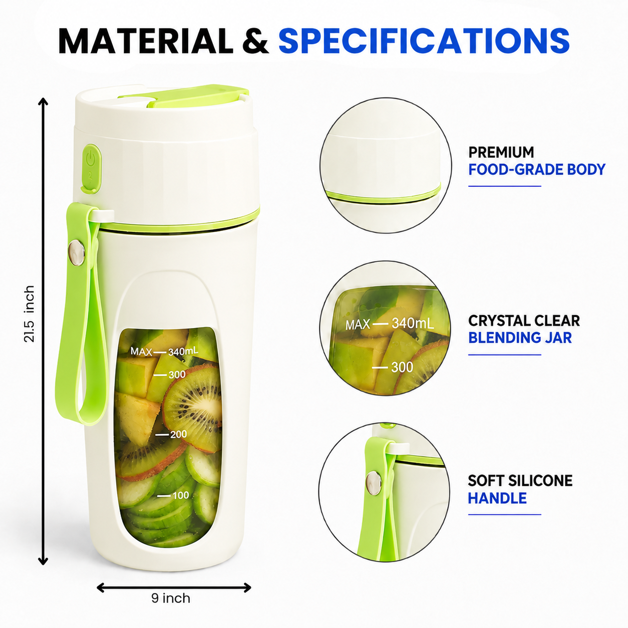 SnapBlend Portable Smoothie Blender- Green