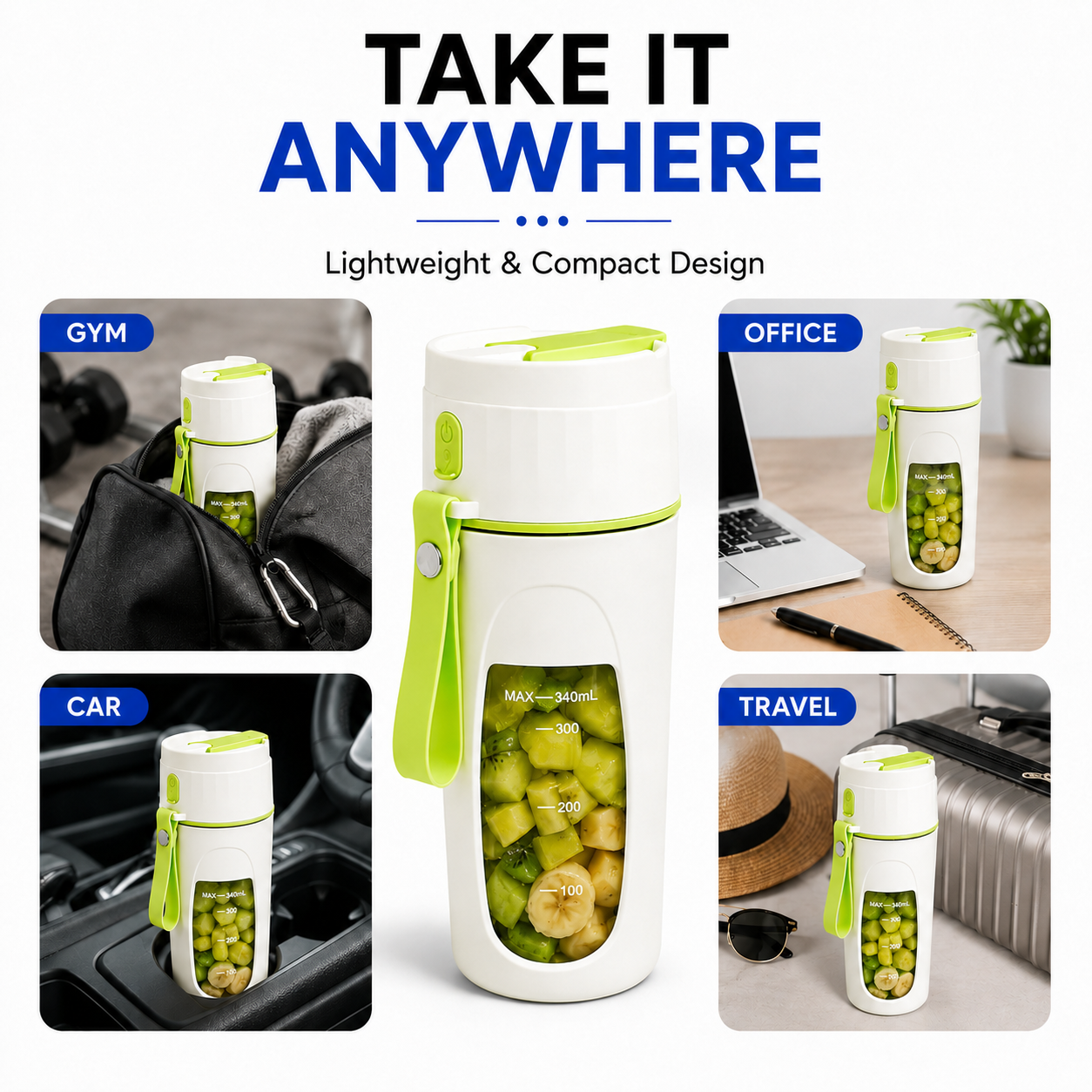 SnapBlend Portable Smoothie Blender- Green